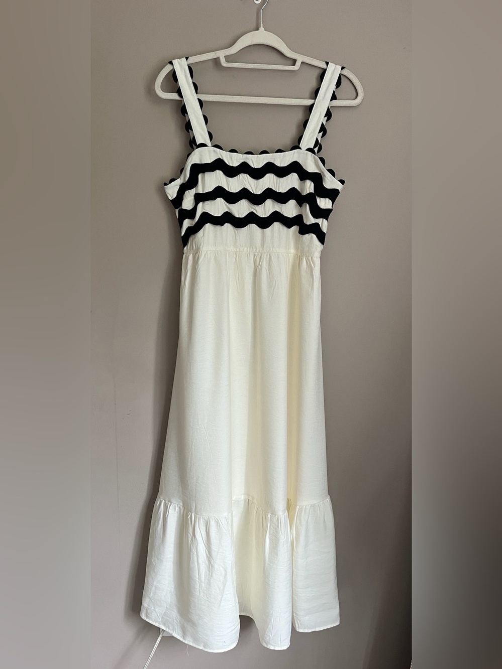 Mine Cream/ Black Ric Rac Tank Midi Dress size large